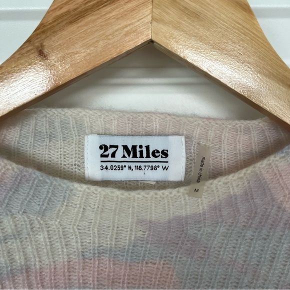 Revolve 27 Miles Malibu Vaughn 100% Cashmere Pastel Camouflage Sweater SZ Medium - Picture 4 of 11